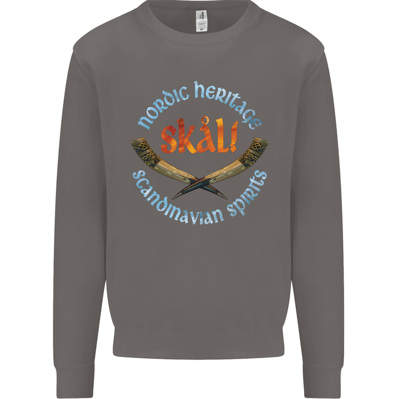 Skal The Vikings Alcohol Beer Nordic Odin Mens Sweatshirt Jumper Charcoal