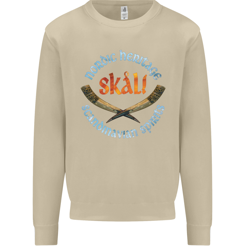 Skal The Vikings Alcohol Beer Nordic Odin Mens Sweatshirt Jumper Sand