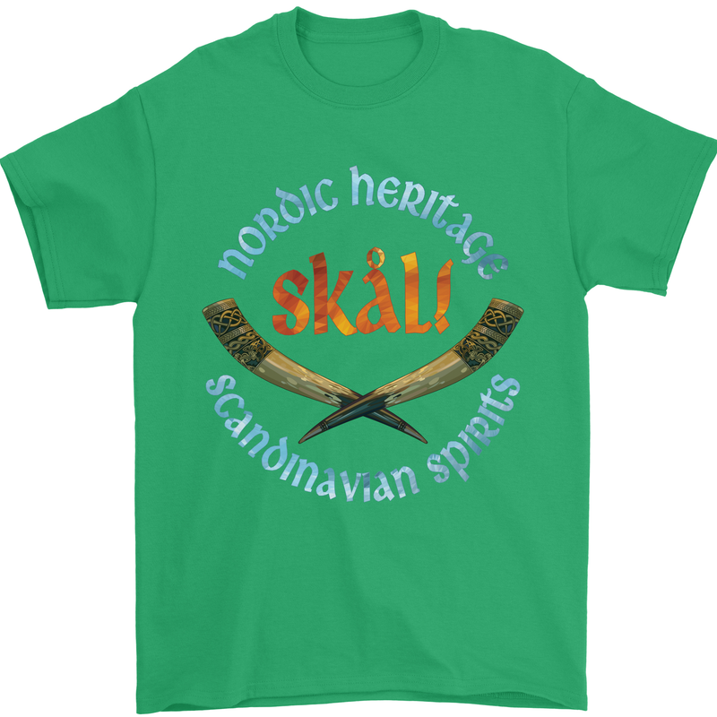 Skal The Vikings Alcohol Beer Nordic Odin Mens T-Shirt Cotton Gildan Irish Green