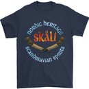 Skal The Vikings Alcohol Beer Nordic Odin Mens T-Shirt Cotton Gildan Navy Blue