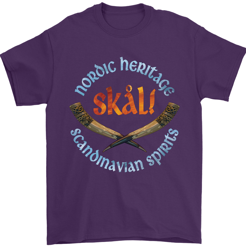 Skal The Vikings Alcohol Beer Nordic Odin Mens T-Shirt Cotton Gildan Purple