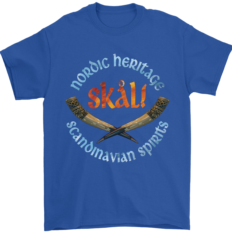 Skal The Vikings Alcohol Beer Nordic Odin Mens T-Shirt Cotton Gildan Royal Blue