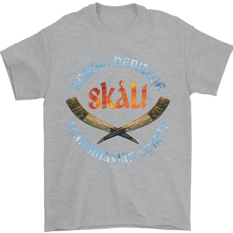 Skal The Vikings Alcohol Beer Nordic Odin Mens T-Shirt Cotton Gildan Sports Grey