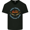 Skal The Vikings Alcohol Beer Nordic Odin Mens V-Neck Cotton T-Shirt Black