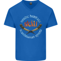 Skal The Vikings Alcohol Beer Nordic Odin Mens V-Neck Cotton T-Shirt Royal Blue