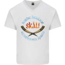 Skal The Vikings Alcohol Beer Nordic Odin Mens V-Neck Cotton T-Shirt White