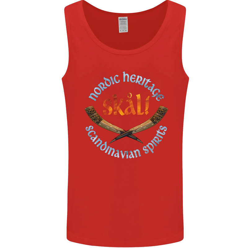 Skal The Vikings Alcohol Beer Nordic Odin Mens Vest Tank Top Red