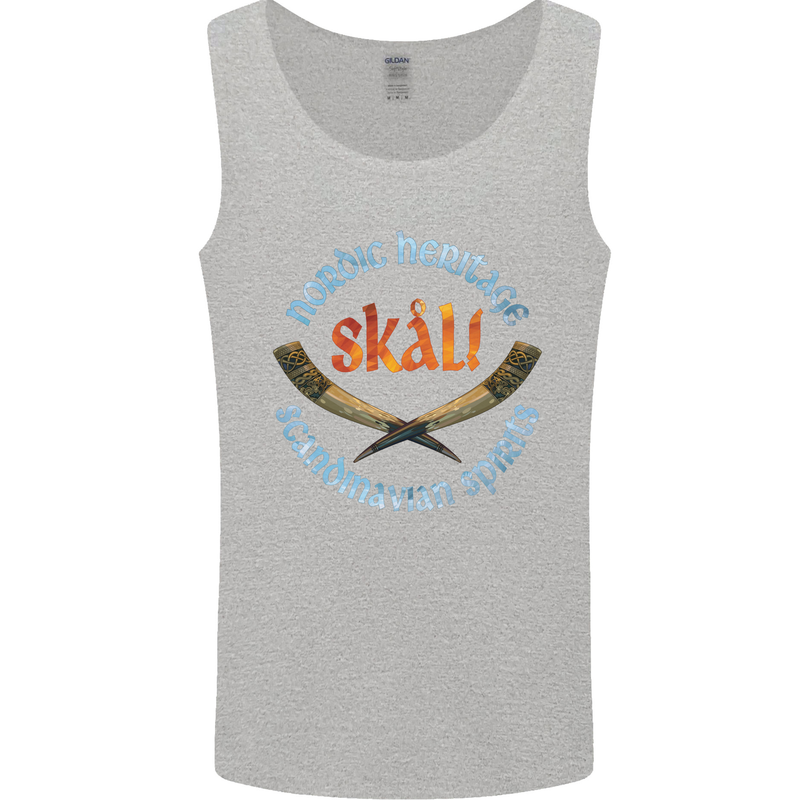 Skal The Vikings Alcohol Beer Nordic Odin Mens Vest Tank Top Sports Grey