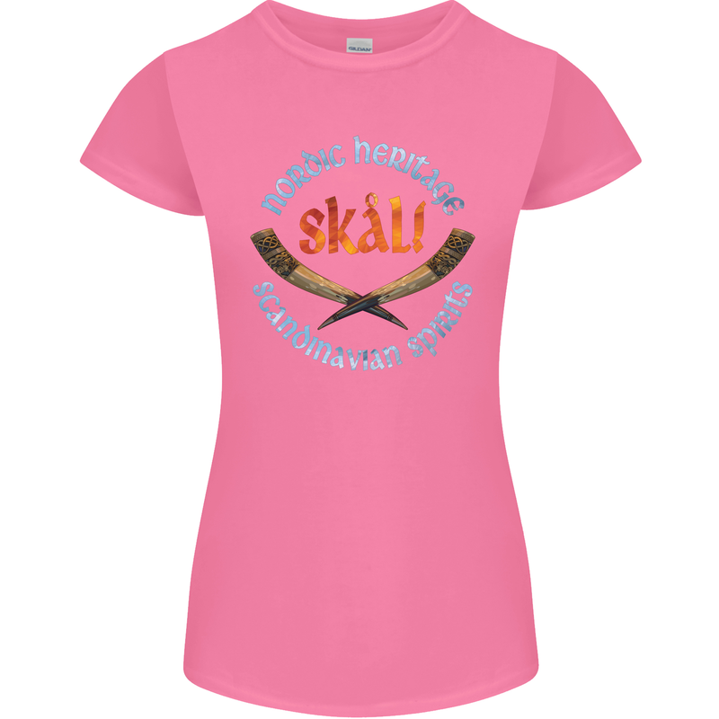 Skal The Vikings Alcohol Beer Nordic Odin Womens Petite Cut T-Shirt Azalea
