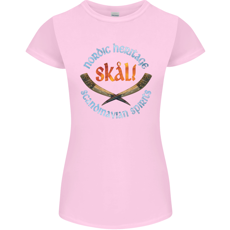 Skal The Vikings Alcohol Beer Nordic Odin Womens Petite Cut T-Shirt Light Pink