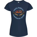 Skal The Vikings Alcohol Beer Nordic Odin Womens Petite Cut T-Shirt Navy Blue