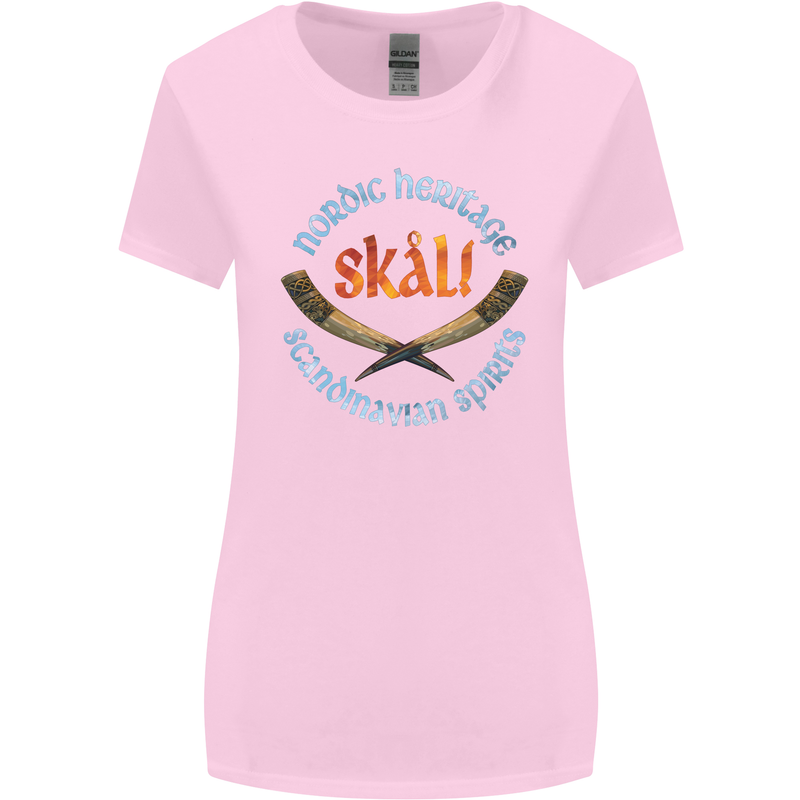 Skal The Vikings Alcohol Beer Nordic Odin Womens Wider Cut T-Shirt Light Pink