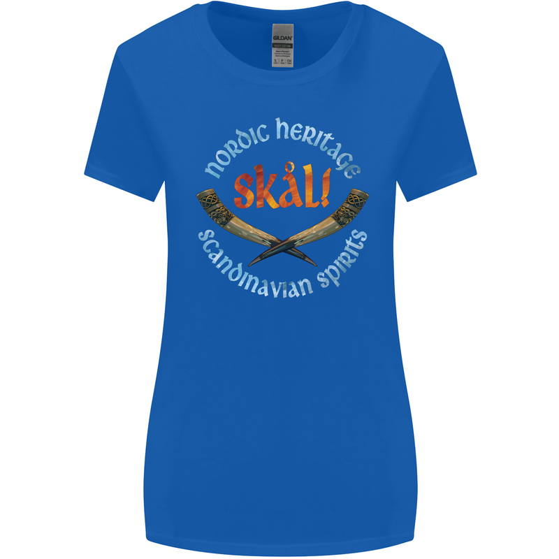 Skal The Vikings Alcohol Beer Nordic Odin Womens Wider Cut T-Shirt Royal Blue