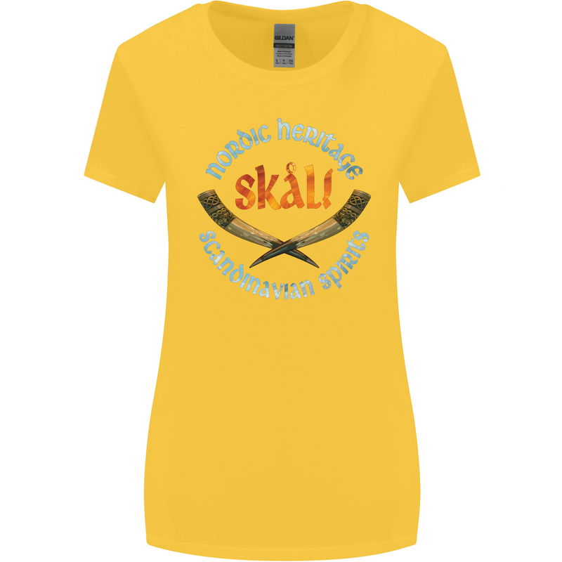 Skal The Vikings Alcohol Beer Nordic Odin Womens Wider Cut T-Shirt Yellow