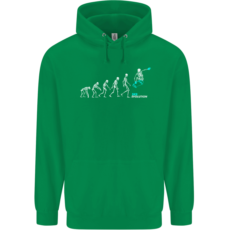 Skateboard Evloution Skateboarding Childrens Kids Hoodie Irish Green