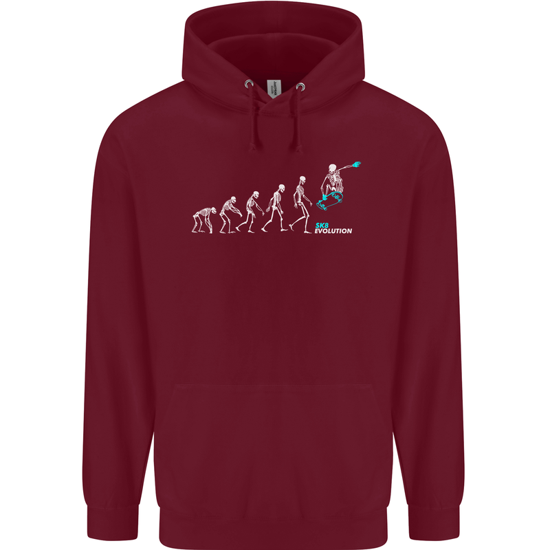 Skateboard Evloution Skateboarding Childrens Kids Hoodie Maroon