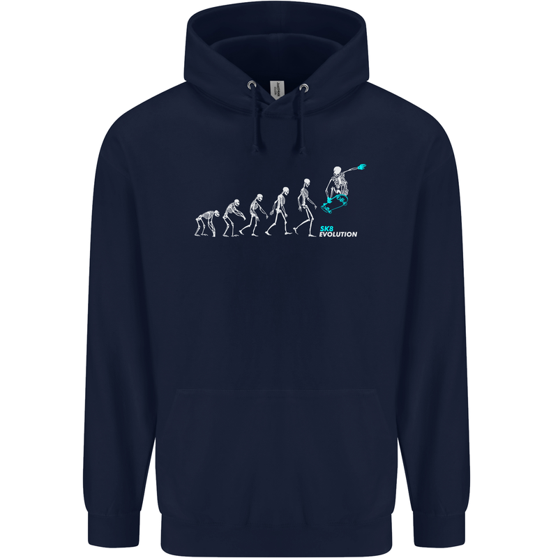 Skateboard Evloution Skateboarding Childrens Kids Hoodie Navy Blue