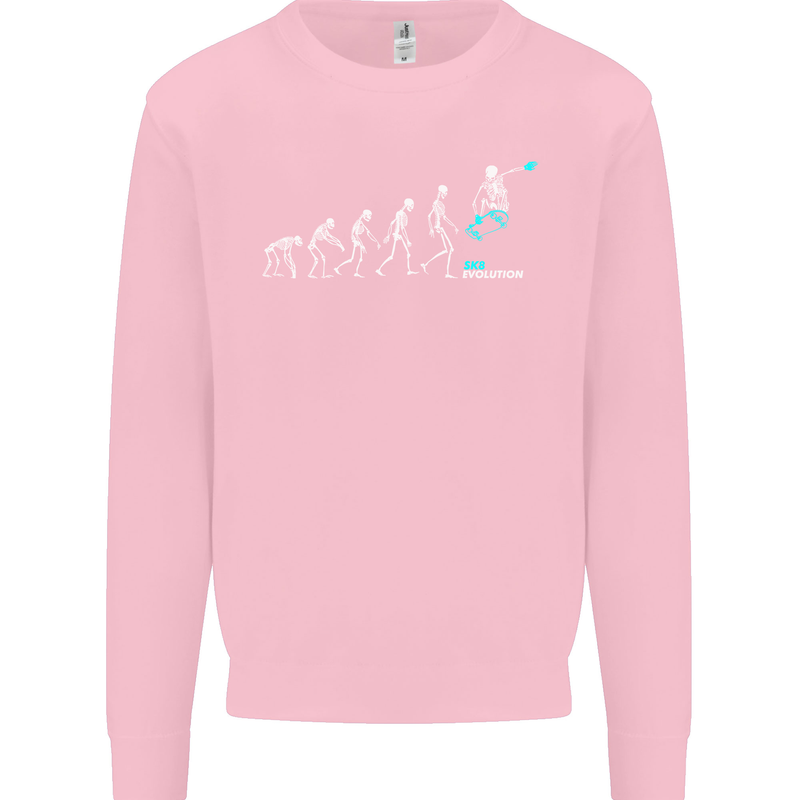 Skateboard Evloution Skateboarding Kids Sweatshirt Jumper Light Pink