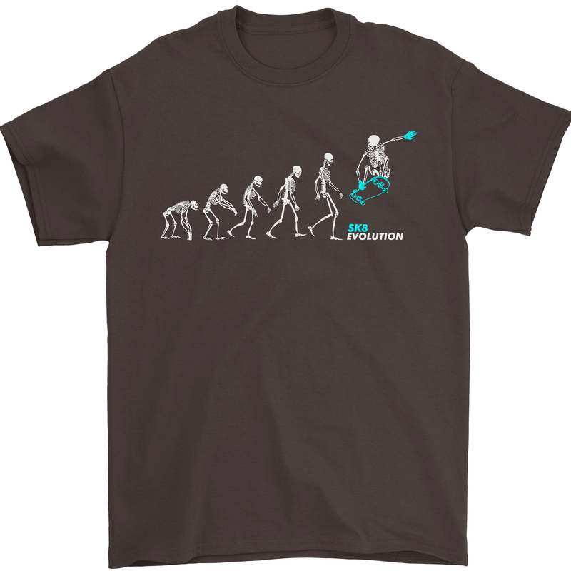 Skateboard Evloution Skateboarding Mens T-Shirt Cotton Gildan Dark Chocolate