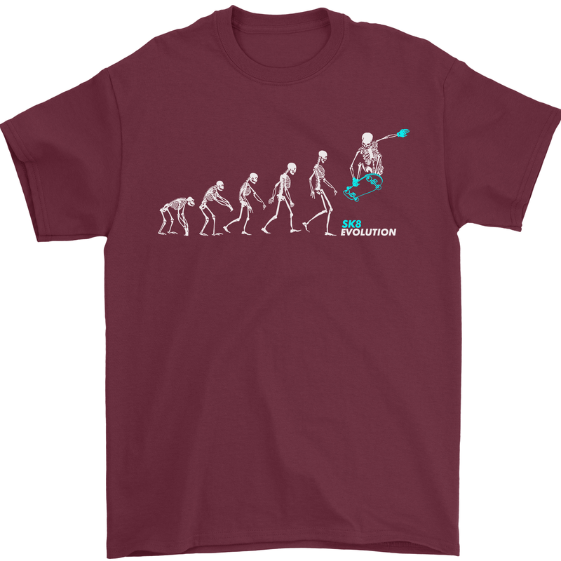 Skateboard Evloution Skateboarding Mens T-Shirt Cotton Gildan Maroon