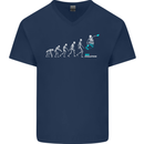 Skateboard Evloution Skateboarding Mens V-Neck Cotton T-Shirt Navy Blue