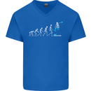 Skateboard Evloution Skateboarding Mens V-Neck Cotton T-Shirt Royal Blue