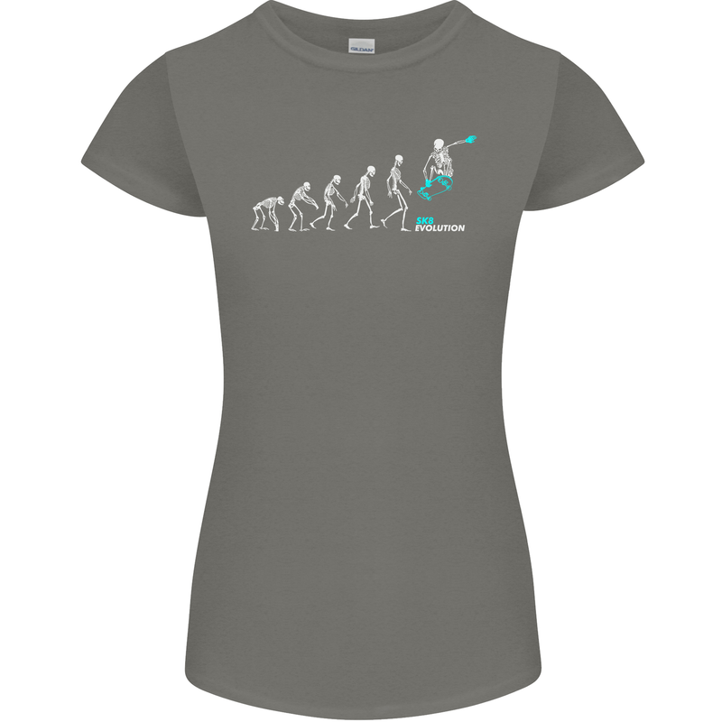 Skateboard Evloution Skateboarding Womens Petite Cut T-Shirt Charcoal