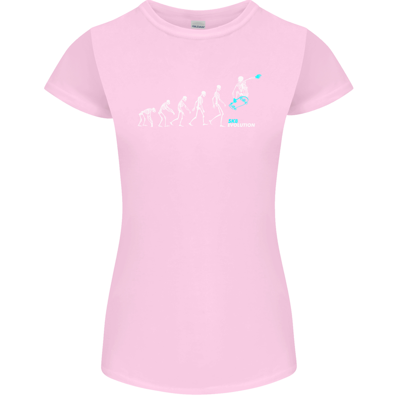 Skateboard Evloution Skateboarding Womens Petite Cut T-Shirt Light Pink