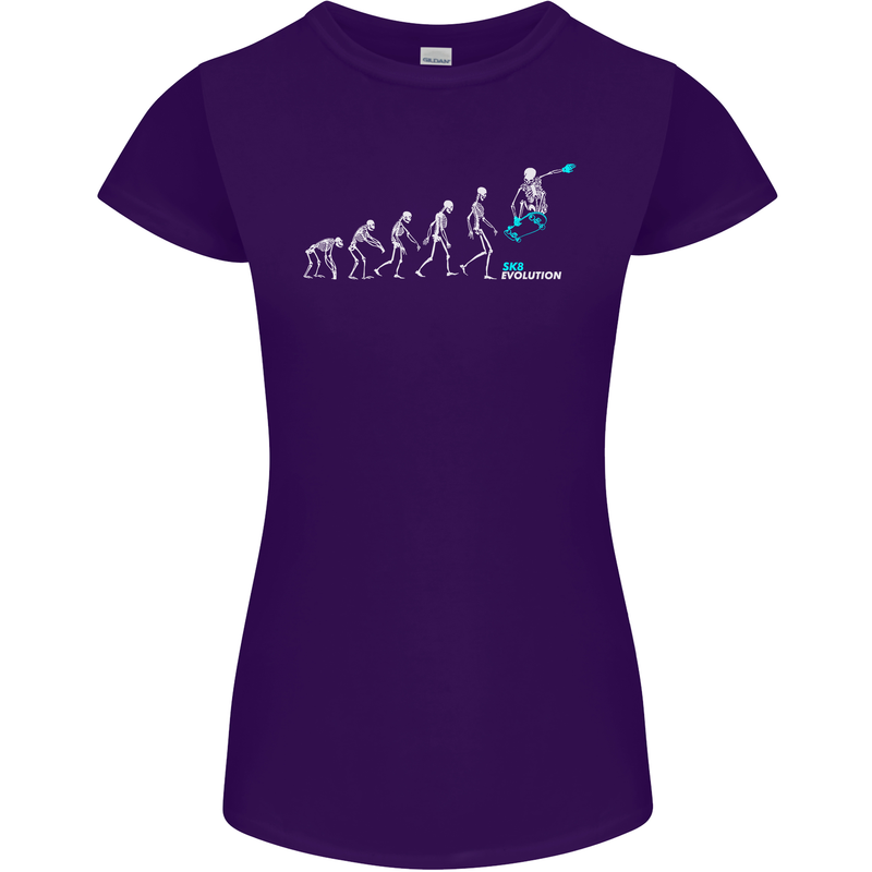 Skateboard Evloution Skateboarding Womens Petite Cut T-Shirt Purple