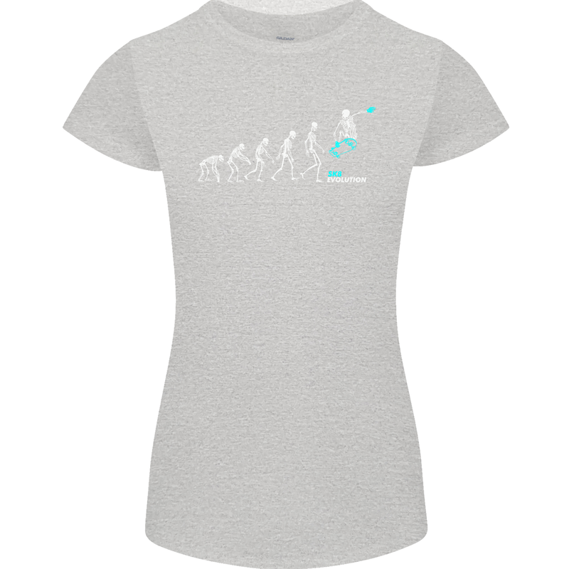 Skateboard Evloution Skateboarding Womens Petite Cut T-Shirt Sports Grey