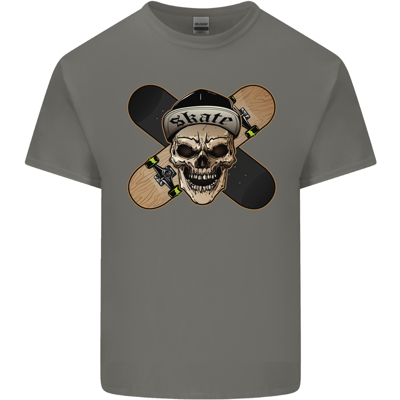 Skateboard Skull Skateboarding Kids T-Shirt Childrens Charcoal