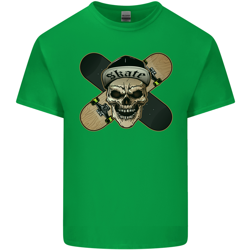 Skateboard Skull Skateboarding Kids T-Shirt Childrens Irish Green