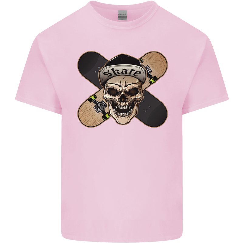 Skateboard Skull Skateboarding Kids T-Shirt Childrens Light Pink
