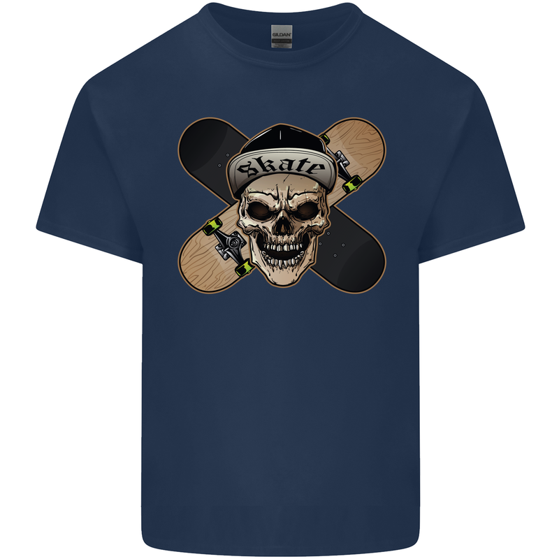 Skateboard Skull Skateboarding Kids T-Shirt Childrens Navy Blue