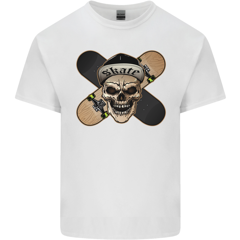 Skateboard Skull Skateboarding Kids T-Shirt Childrens White