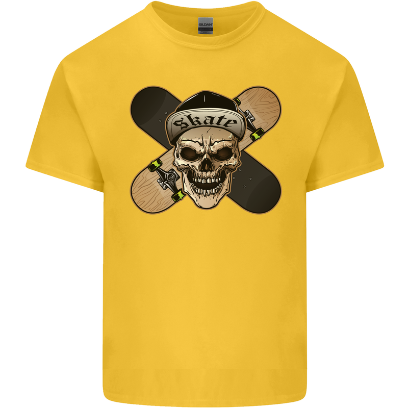 Skateboard Skull Skateboarding Kids T-Shirt Childrens Yellow