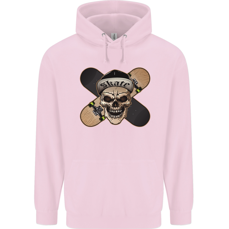 Skateboard Skull Skateboarding Mens 80% Cotton Hoodie Light Pink