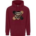 Skateboard Skull Skateboarding Mens 80% Cotton Hoodie Maroon