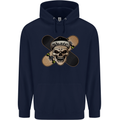 Skateboard Skull Skateboarding Mens 80% Cotton Hoodie Navy Blue