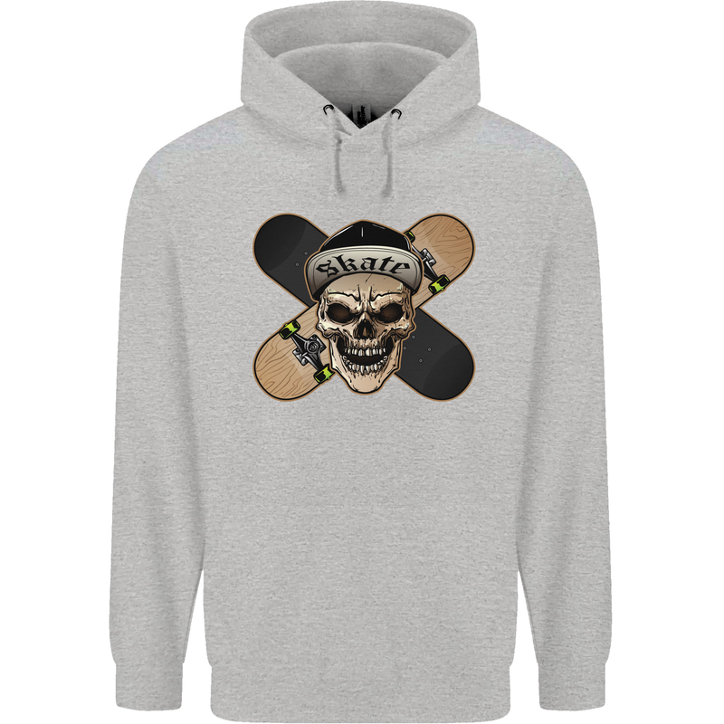 Skateboard Skull Skateboarding Mens 80% Cotton Hoodie Sports Grey