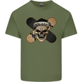 Skateboard Skull Skateboarding Mens Cotton T-Shirt Tee Top Military Green