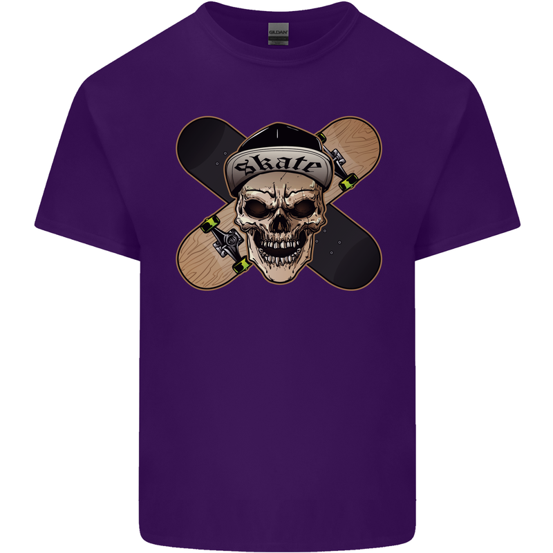 Skateboard Skull Skateboarding Mens Cotton T-Shirt Tee Top Purple