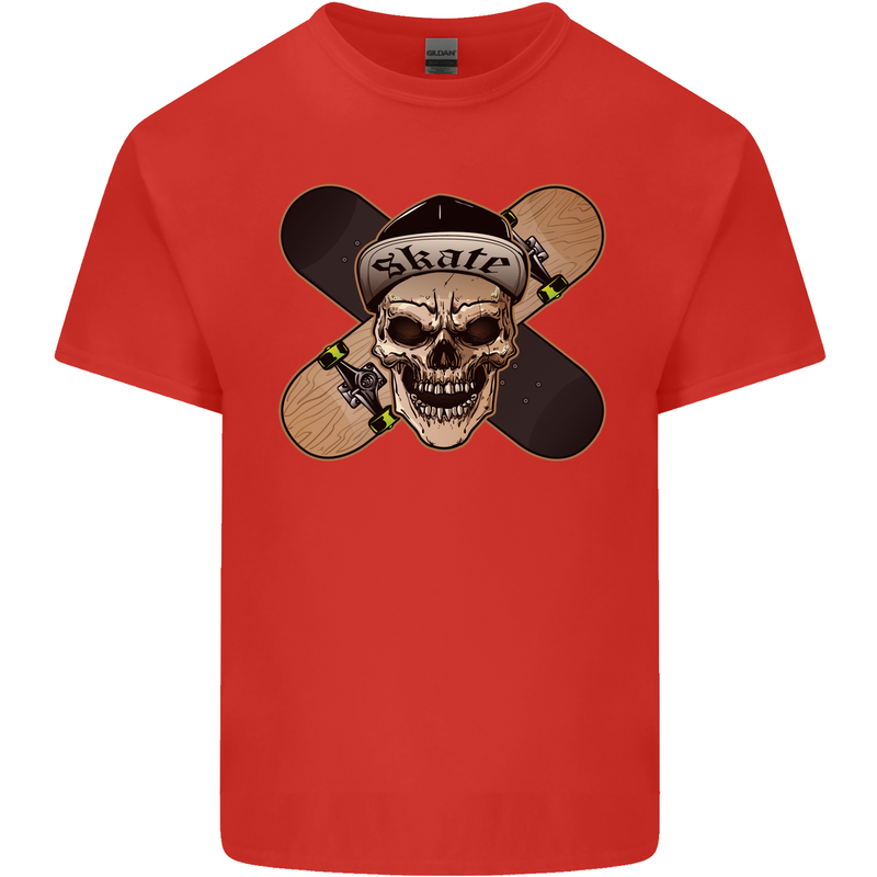 Skateboard Skull Skateboarding Mens Cotton T-Shirt Tee Top Red