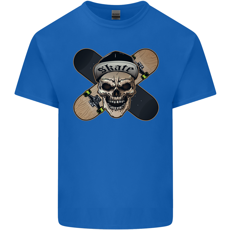 Skateboard Skull Skateboarding Mens Cotton T-Shirt Tee Top Royal Blue