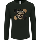 Skateboard Skull Skateboarding Mens Long Sleeve T-Shirt Black