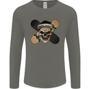 Skateboard Skull Skateboarding Mens Long Sleeve T-Shirt Charcoal