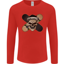 Skateboard Skull Skateboarding Mens Long Sleeve T-Shirt Red