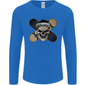 Skateboard Skull Skateboarding Mens Long Sleeve T-Shirt Royal Blue