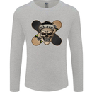 Skateboard Skull Skateboarding Mens Long Sleeve T-Shirt Sports Grey