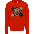 Skateboard Skull Skateboarding Mens Sweatshirt Jumper Bright Red